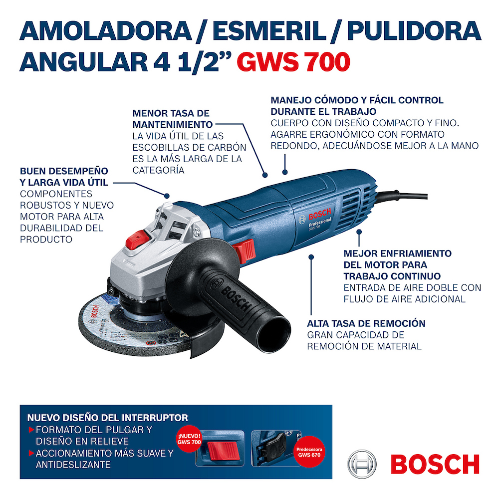 Esmerilhadeira Angular, Amoladora Angular, Esmeril Angular, Pulidora Angular GWS 700 Bosch